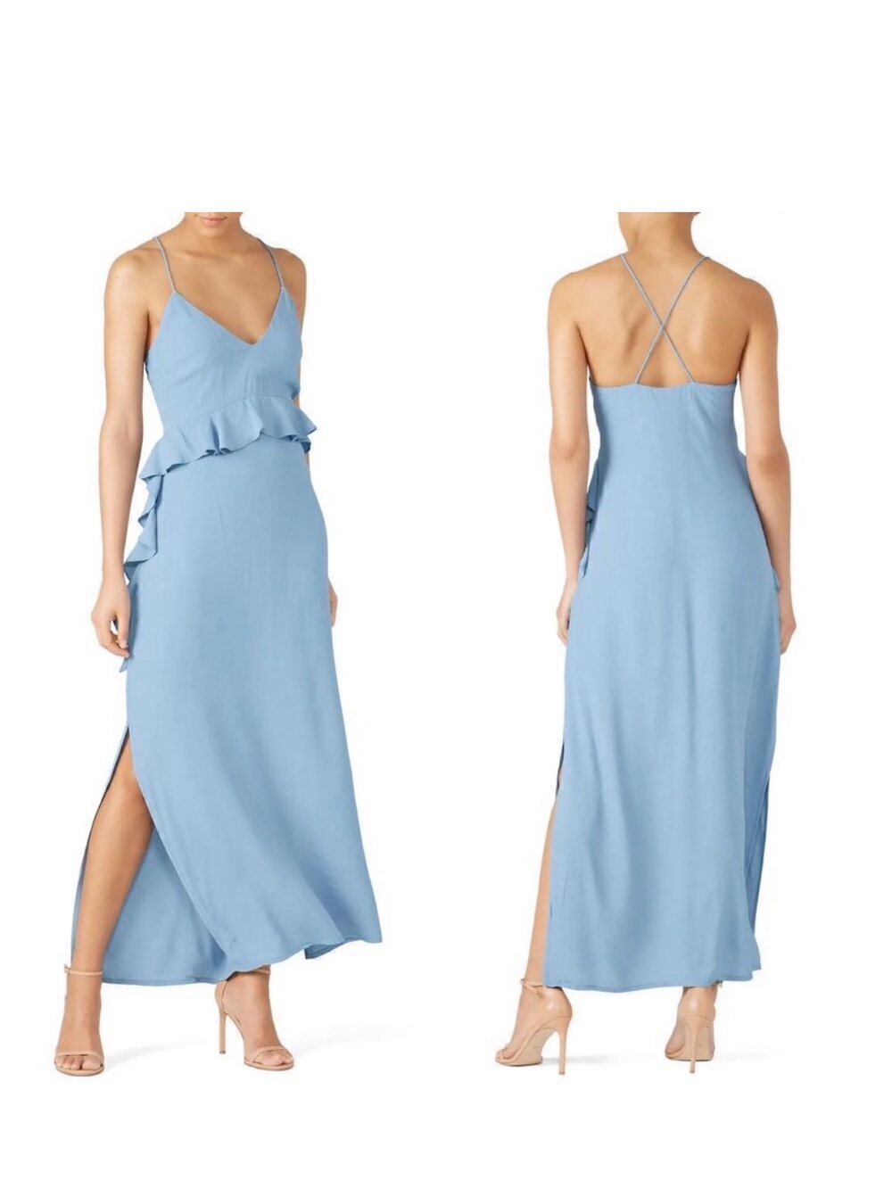 Elliatt Dusty Blue Spaghetti-Strap Maxi with Ruffle Waist